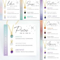 12 Horoscope Gift Healing Crystal Set Necklace 18K Gold Stainless Steel Dainty Birthstone Aries Zodiac Necklace