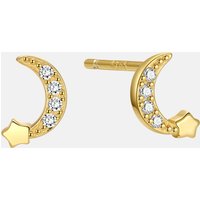 Minimalist 925 Sterling Silver Large Moon and Star Cz Korean Designer Fashion Fine Jewelry Gold Plated Stud Earrings Women
