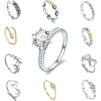 Wholesale Custom Various Fine Silver Rings Fine S925 Jewelry Zircon Cz 925 Sterling Silver Ring Open Adjustable Rings for Women