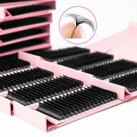 Velvet Lashes Wholesale with Personal logo Auto Fans Eyelash 0.03 0.05 0.07 Camellia Fluffy Lash Easy Fan Eyelash Extension