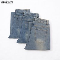 Custom Logo Men Fashion Denim Jeans Wash Style Straight Wide Leg Plus Size Men Baggy Custom Jeans Pants for Men