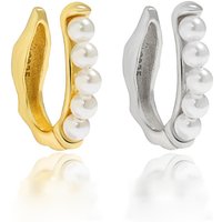 YHE3058 Trendy Unisex Ear Cuff Earrings 925 Sterling Silver 18k Gold Plated Shell Pearls for Wedding Party Gift