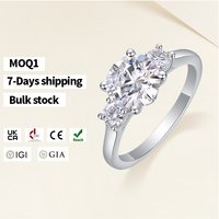 925 Sterling Silver Brilliant Cut Lab Diamond Engagement Ring Wedding Band Free Design Certificate Custom Moissanite Rings