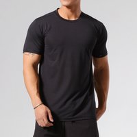 Custom Logo Print Design Black Knitted Fabric Quick Dry 100% Polyester Sports Workout Fitness Running Gym Wear T-Shirt for Men
