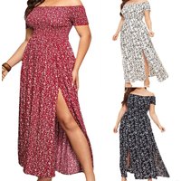2024Women's Custom Sexy Shoulder Casual Dresses New Arrival Plus Size Summer Prints Short Comfortable Clothing Manufacturers