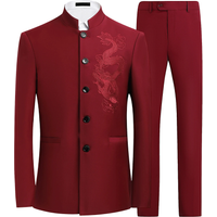 XXS-3XL 2 Pcs Suit Set Blazers Jacket Pants Men's Casual Boutique Single Breasted Stand Collar Tunic Suits Coat Trousers