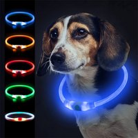 USB Rechargeable LED Light Dog Collar Water Resistant Reflective Flashing Light Customizable Size for Any Dog Promotional Pet