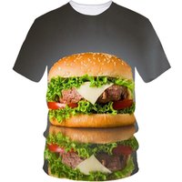 Fitspi Wholesale Hamburger Fried Chicken Hip Hop Summer Men's T-shirt Youth 3d Print Quality Short Sleeve O Collar Quality Top
