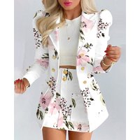 New Spring and Autumn Leisure Fashion Suit Women's Double-breasted Long Sleeve Skirt Suit Office Women Dress Skirt Set