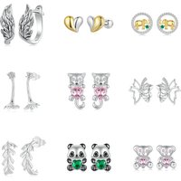Hot Selling Fine S925 Jewelry Animal Designs 925 Sterling Silver Girls Zircon Earring Women Cute Panda Stud Earring