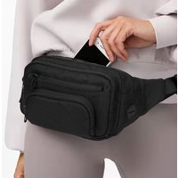 Eurcool Large Crossbody Fanny Pack Women Men Nylon Zipper Anti-Theft Moto Biker Pillow Shape Geometric Travel Running Hiking