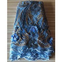 Mikemaycall hand embroidery beaded lace fancy borders embroidered netting fabric 3d