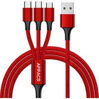 APPACS Aluminum+ Nylon Braided 3A usb multi charger cable 3in1 no data transmission