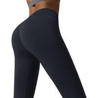 High Waisted Seamless Spandex/Nylon Yoga Leggings Breathable Four-Way Stretch Elastic Waist for Gym Fitness Workout Adults