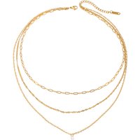 Wholesale 18K Gold Plated Stainless Steel Vintage Wedding Three Layered Snake Chain Necklace Non-Tarnish Jewelry