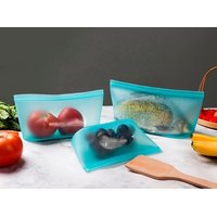 Reusable Leakproof Silicone Food Storage Bag Set without Ziplock Zipper Sandwich Fresh Freezer Bag Container