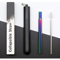 Amazon Top Seller Portable Telescopic stainless steel straws with silicone tip and cleaning brush