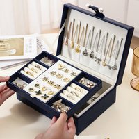 New Double Layer Large Capacity Fashion Leather Jewelry Storage Box
