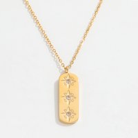 Joolim 18K Gold Plated Jewelry Star Zirconia Rectangle Pendant Dainty Chain Necklace Stainless Steel Jewelry