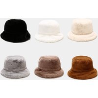 Wholesale Custom Logo Bulk Plain Blank Four Seasons Fluffy Polyester Rabbit Fur Cartoon Casual Unisex Bucket Hats Fishing Caps
