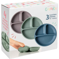 BPA Free Food Grade Silicone Strong Suction Plate Divided Bowl Easy Clean Custom Logo Baby Weaning Toddler Feeding Plate