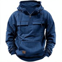 OEM Custom Men's XXL 100% Cotton Long Knitted Solid Color Sweatshirts Pockets Hood Embroidered Printed Logo Spring Eco-Friendly