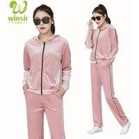 Polyester Spandex Velour Tracksuit Set