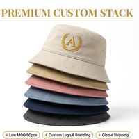 Custom Embroidery Logo Solid Color Washed Cotton Distressed Wide Brim Sun Protection Outdoor Hiking Unisex Fisherman Bucket Hat