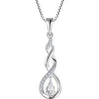 925 Sterling Silver Infinity Drop Pendant Necklace Rhodium Plated Cubic Zirconia Elegant and Dazzling Necklace Jewelry for Women