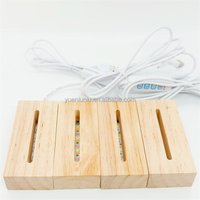 DIY 3D Led Night Light Acrylic Board with Wood Stand Holder Wooden Lamp Base Night Light USB