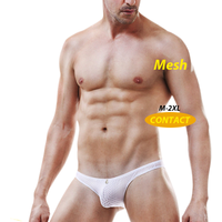 Transparent Sexy Thong Ice Silk Men's Briefs Mesh Breathable Tight Knitted Mens Underwear