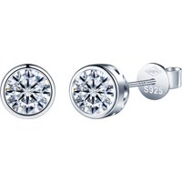 0.5ct 1.0ct D Color VVS1 Bezel Setting Hiphop Rhodium/Platinum Plated Moissanite Stud Earrings S925 Sterling Silver