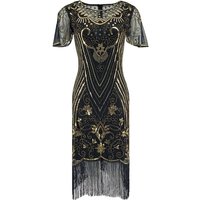 Plus Size Flapper Dresses 1920s Dresses for Women Crew Neck Great Gatsby Dresses with Sleeve Roaring 20s Dress for Harlem Nights