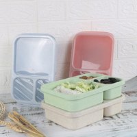 3 Compartments New Material Wheat Straw Lunch Box Food Storage Container for Kids Adults Picnic Pink