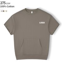 275 GSM 100% Cotton Ribbed Hem Cut Sleeve OEM Custom Logo Print on Demand T Shirt Man With Pocket