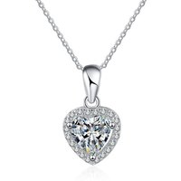 Heart Shape 1ct Moissanite Diamond Jewelry 925 Sterling Silver Moissanite Heart Pendant Necklace Women