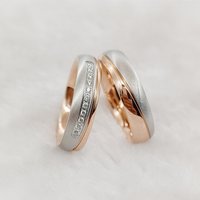 Custom Cz Moissanite Wedding Engagement Rings Sets for Couples 24k Rose Gold Plated Jewelry Ring Anniversary Gifts