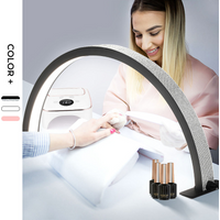30w Manicure Glitter Half Moon Ring pink Led Desk Stand Beauty Light with Bling Rhinestones Diamonds for Nail Table