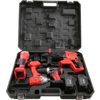21V Combination Brushless Portable Cordless Power Tool Set 4pcs Electric Hammer Impact Drill Angle Grinder Wrench for Home Use