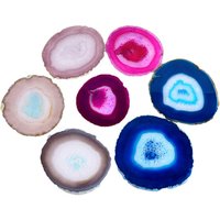 Natural polished crystal stone agate coaster round agate slices with gold rim for Coffee house