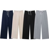 ZATRHMBM Autumn Women's Pants 2024 New Fashion Casual Loose Double Waist Wide Leg Pants Elegant Women's Straight Trousers