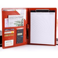 A4 Portfolio PU Leather Cover Document File Folder A4 Custom logo with Clipboard and Calculator