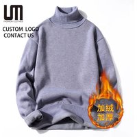 2025 New Men's Plus Size 4XL Knitted Sweater Winter Warm Fleece Long Sleeve Solid Color Casual Pullover Wholesale Cheap