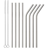 BHD Wholesale Cheap Colored Custom Logo Reusable 8mm 304 Stainless Steel Metal Drinking Straw Set of 4 With Case Cleaning Brush