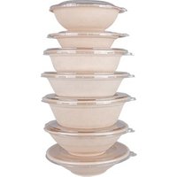 Disposable Bagasse Pulp Round Food Bowls Lids