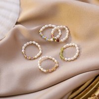 2025 Pearl Ring Jewelry Natural Freshwater Pearl Crystal Waterproof Stainless Steel Beads Ring Fashion Jewelry for Women Girls