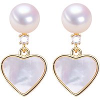 SHDIYAYUN Freshwater Pearl Fine Stud Earrings Heart-shaped Sea Shell Pearl Jewelry 18K Gold Plated Earrings Accessory