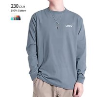 100% Cotton 230 GSM Custom Logo Printing Long Sleeve Crew Neck Men's Long Sleeve Shirt