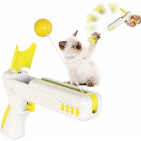 Cat Feather Toy Interactive Relief Bounce Feather Stick Ball Gun Kitten Toys Cat Interact Teaser Toy With Catnip