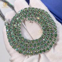 Colored Moissanite Chain Wholesale 3mm 6.5mm Moissanite Blue Green Diamond Tennis Necklace for Lady Girl Gift